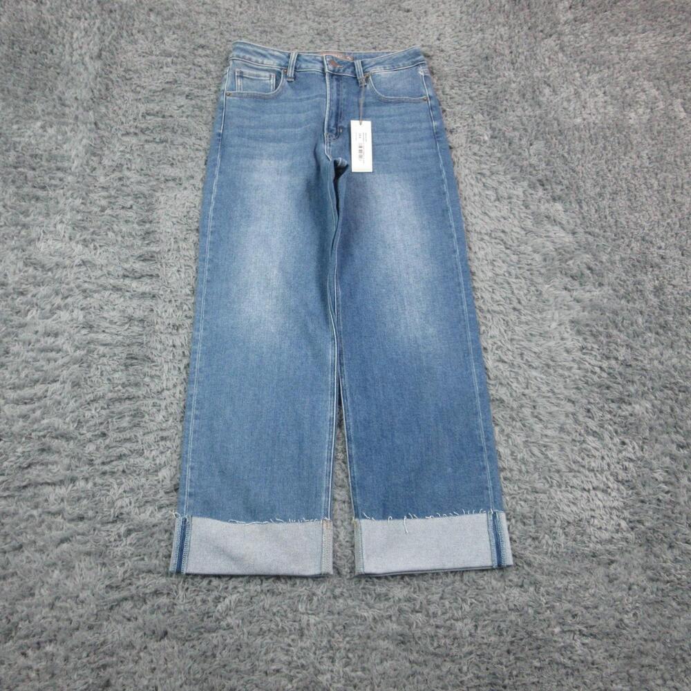 JustUSA Jeans Womens 29/8 Blue Mori Scissor Cuffed Straight Leg Denim 29x28* NWT
